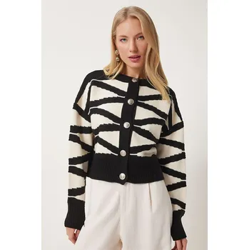 Dámský svetr Happiness Istanbul Creme/ Schwarz 5405978 onesize