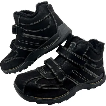 Pánská zimní obuv Toplay Pánské černé zimní boty na suchý zip 01 Barva: Černá, Velikost: 46