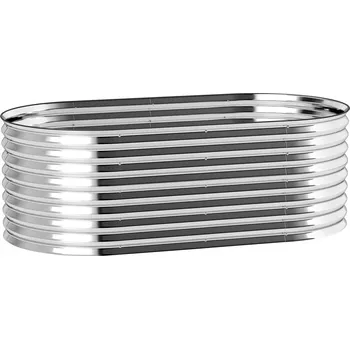 Vyvýšený záhon Záhon z pozinkované oceli 160 x 80 x 56 cm | stříbrný