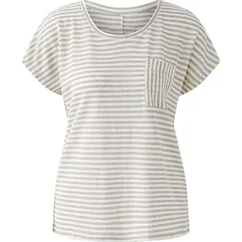 Dámské tričko Tričko Oui Taupe/ Weiß 361102 44