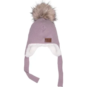 Čepice Ušanka VAFLE - Světle fialová s beránkem Velikost: XXS