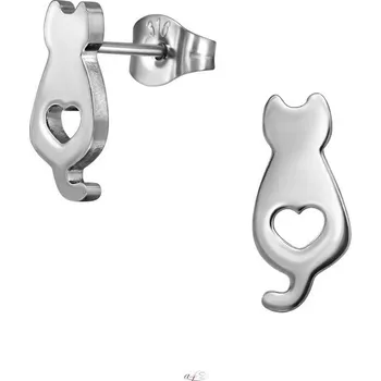 Náušnice Náušnice Chirurg. ocel Kočka se srdcem