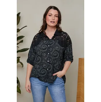 Dámská košile Košile Curvy Lady Schwarz 193517 44/46