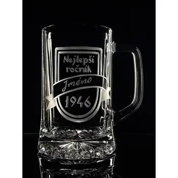 Sklenice Půllitr nejlepší ročník 1946 s vlastním jménem - ručně ryté (broušené)