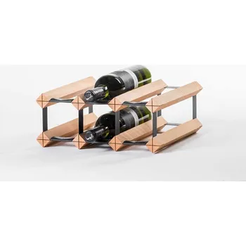 Stojan na víno RAXI stojan na víno buk 6 lahví kombinace dřevo a kov