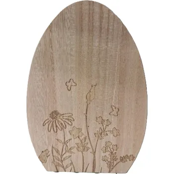 Velikonoční dekorace Dřevěné vejce - květinový motiv, 20 cm
