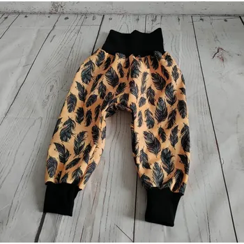 Chlapecké kalhoty Yháček Zimní softshellové kalhoty Yháček, peříčka a mandaly na hořčicové, POSLEDNÍ KUSY Velikost: 92