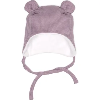 Čepice Čepička s oušky zimní VAFLE - Světle fialová s fleecem Velikost: L