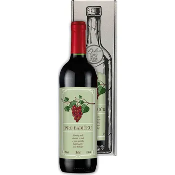 Dárkové červené víno pro babičku – Merlot 0,75 l v elegantní dárkové krabičce