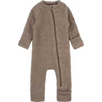 Kojenecký overall MIKK-LINE Merino overal na zip bez kapuce - hnědý Melange Denver - Velikost: 62 Hnědá 62