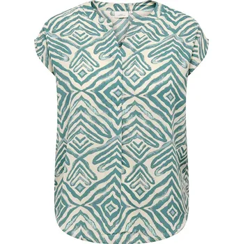 Dámské tričko Tričko ONLY Carmakoma Beige/ Türkis 9374674 42