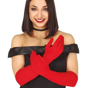 Rukavice Guirca Rukavice červené dlouhé 42 cm