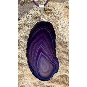 Přívěsek Přívěsek Achát fialový plátek v kovu