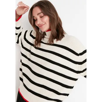 Dámský svetr trendyol Creme/ Schwarz 743519 XL