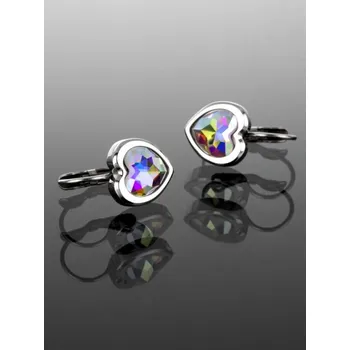 Náušnice Prosperk Exkluzivní náušnice z chirurgické oceli ve tvaru srdce s třpytivým krystalem ocelová S0741