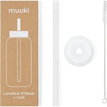 Silikonové brčko s čistícím kartáčkem/s víčkem Clear – Muuki ID_1739008