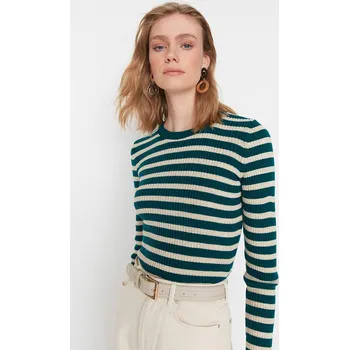 Dámský svetr trendyol Dunkelgrün/ Creme 7333013 M