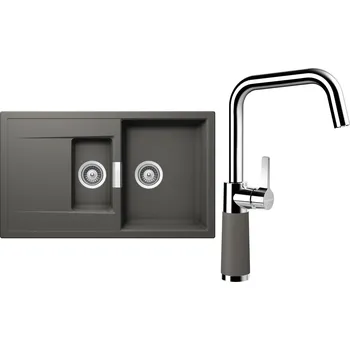 Kuchyňský dřez Set Schock S7-8 (dřez Mono D-150 Silverstone + baterie SC-530 Silverstone)