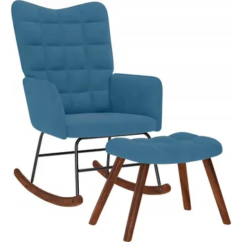 Křeslo Houpací křeslo s podnožkou, modré, rozměry křesla 61x78x98 cm, podnožka