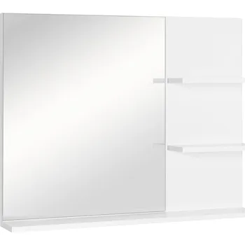 Zrcadlo kleankin koupelnové zrcadlo nástěnné zrcadlo se 3 policemi, zrcadlová polička do koupelny, MDF bílá 60x10x48cm, moderní design pro pořádek | Aosom.de