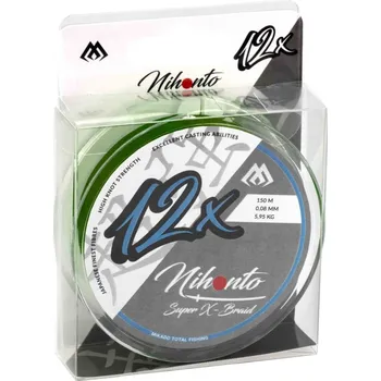 Pletená Šňůra Mikado Nihonto Super X-Braid 150m 0,12mm/9,83kg Tmavá Zelená