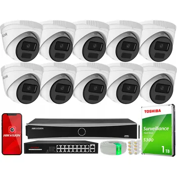 Bezpečnostní kamera Sada monitoringu 10x IPCAM-T2-P Full HD, PoE, H.265+ HiLook od Hikvision