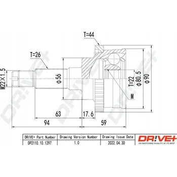 Posilovač řízení Dr!ve+ DP2110.10.1297 Sada kloubu, hnací hřídel