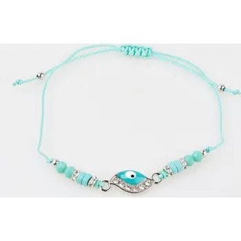 Náramek Náramek šňůrkový tyrkysový se zlým okem