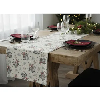 ubrus Vánoční ubrus - běhoun na stůl BRIGHT TWIGS béžová 35x180 cm