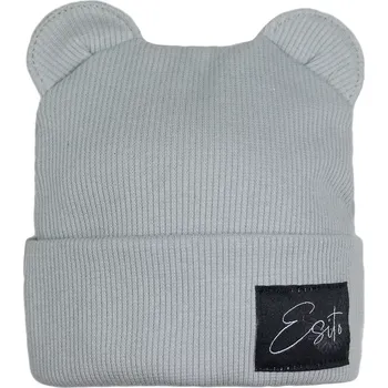 Kojenecká čepice ESITO | Zimní žebrovaná čepice s oušky Color Grey - šedá / 36