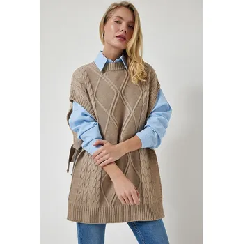 Dámský svetr Happiness Istanbul Taupe 7104481 onesize