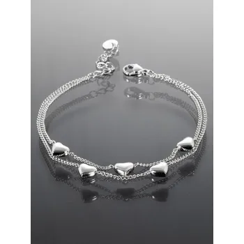 Řetízek Prosperk Stříbrný náramek z chirurgické oceli se srdíčky S4372