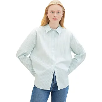 Dámské oblečení Košile Tom Tailor Türkis/ Weiß 9966076 L