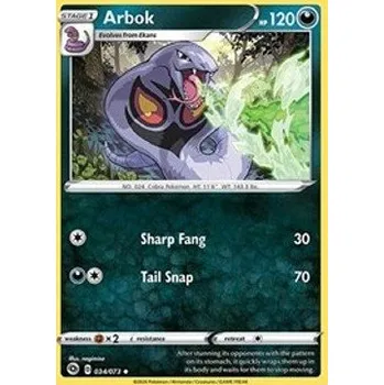 Karetní hra Pokémon CPA 034/073 Arbok - Champion’s Path Stav: Near Mint, Verze: REVERSE HOLO