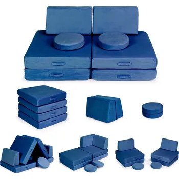 Pohovka Ecotoys Dětská modulární skládací pohovka, 8 měkkých polštářů – velká, modrá