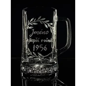 Sklenice Půllitr nejlepší ročník 1956 s vlastním jménem - ručně ryté (broušené)
