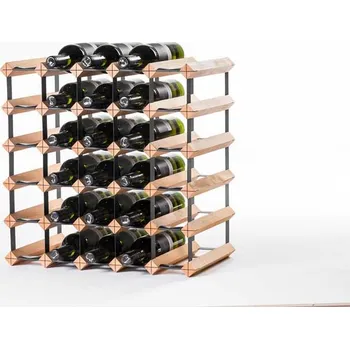 Stojan na víno RAXI stojan na víno buk 30 lahví kombinace dřevo a kov