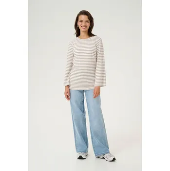 Dámské tričko Kaffe Taupe/ Weiß 7488727 XL