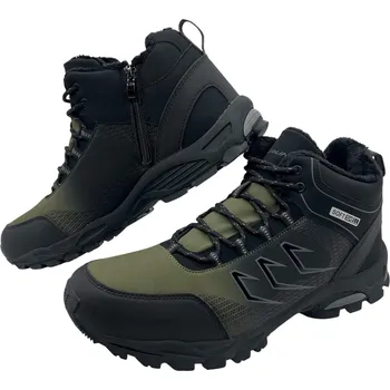 Pánská zimní obuv Superun Pánské zelené softshellové nadměrné zimní boty na šněrování Barva: Zelená, Velikost: 48