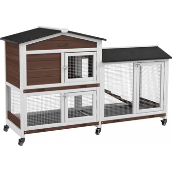 Chov hospodářského zvířete Dřevěná králíkárna 157,4 x 53 x 99,5 cm | hnědá + černá