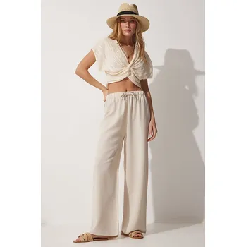 Dámské kalhoty Happiness Istanbul Beige 909781 40