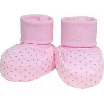Capáčky ESITO | Kojenecké bačkůrky bavlna Puntík - růžová / New - délka stélky: 8 cm