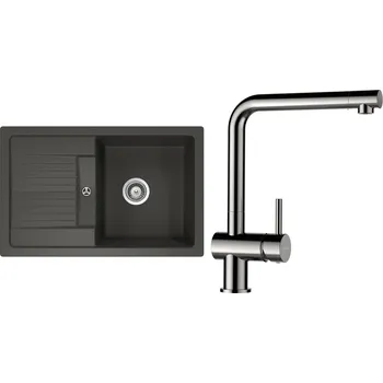 Kuchyňský dřez Set Schock S30-5 (dřez Lima D-100S Asphalt + baterie Epos Nerezový vzhled)