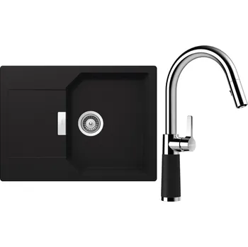 Granitový dřez Set Schock S19-9 (dřez Manhattan D-100S Onyx + baterie SC-520.120 Onyx)