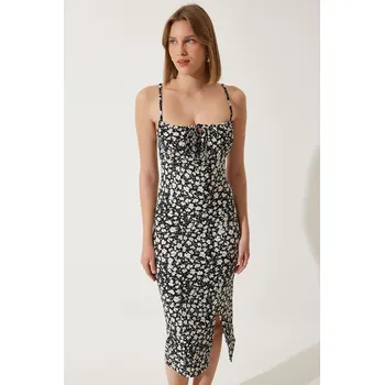 Dámské šaty Šaty Happiness Istanbul Schwarz/Creme 4183626 36