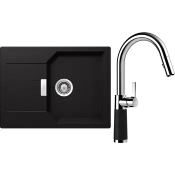 Granitový dřez Set Schock S19-9 (dřez Manhattan D-100S Nero + baterie SC-520.120 Nero)