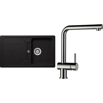 Kuchyňský dřez Set Schock S25-5 (dřez Formhaus D-100 Nero + baterie Epos Nerezový vzhled)