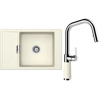 Kuchyňský dřez Set Schock S4-9 (dřez Mono D-100XS Magnolia + baterie SC-530.120 Magnolia)