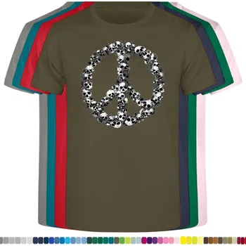 Pánské tričko panske-levne-bavlnene-tricko-digi-potisk-hipie-lebky Barva: Khaki, velikost: L