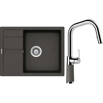 Granitový dřez Set Schock S20-11 (dřez Manhattan D-100 Asphalt + baterie SC-530.120 Asphalt)